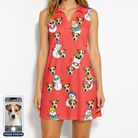 Women's Polar Pantomime Custom Dog Face V-Neck Dress