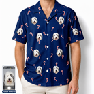 Men's Peppermint Pizzazz Custom Dog Face Hawaiian Shirt