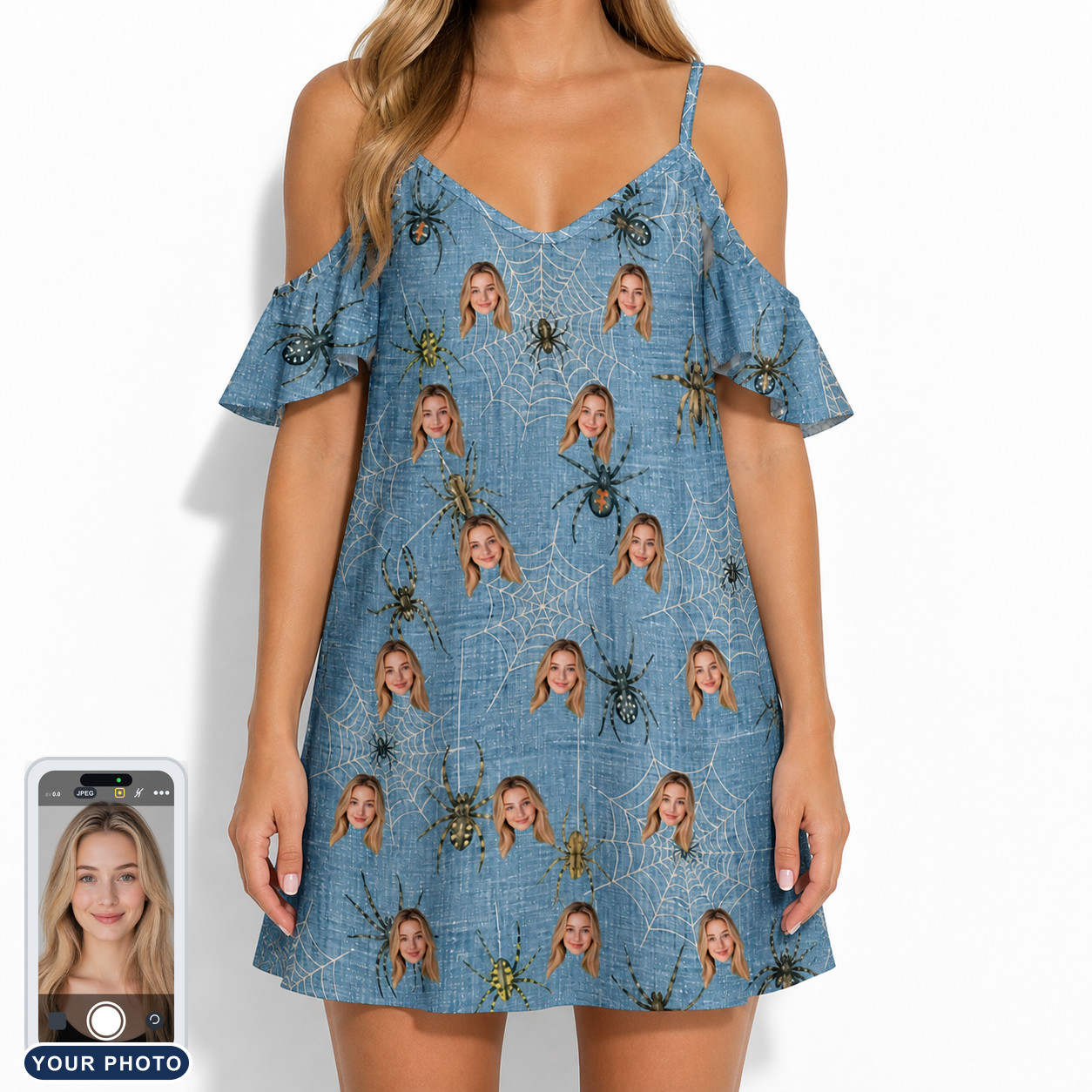 Women's Scuttle Sideshow Custom Face Off-Shoulder Dress