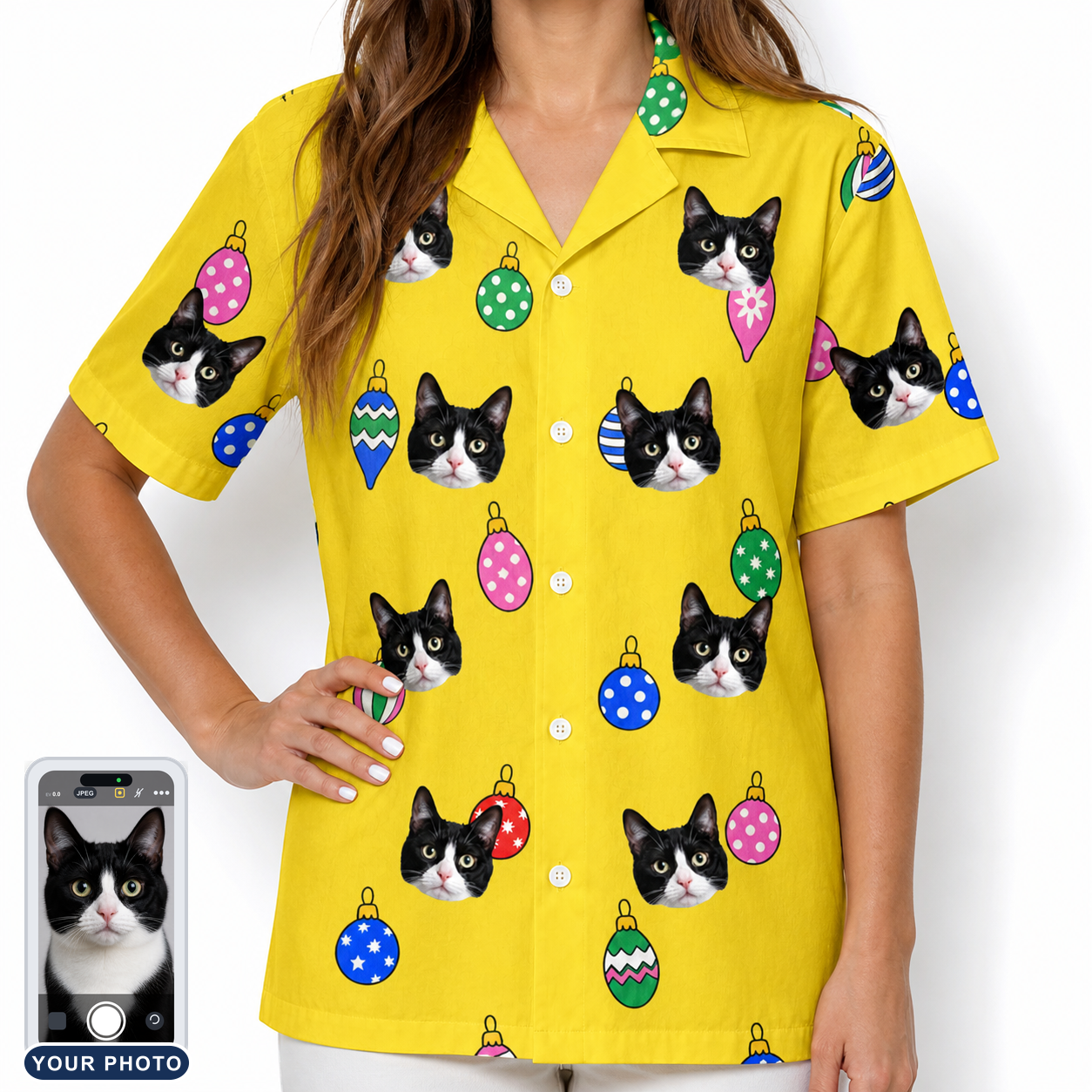 Women's Tree Trinkets Custom Cat Face Hawaiian Shirt