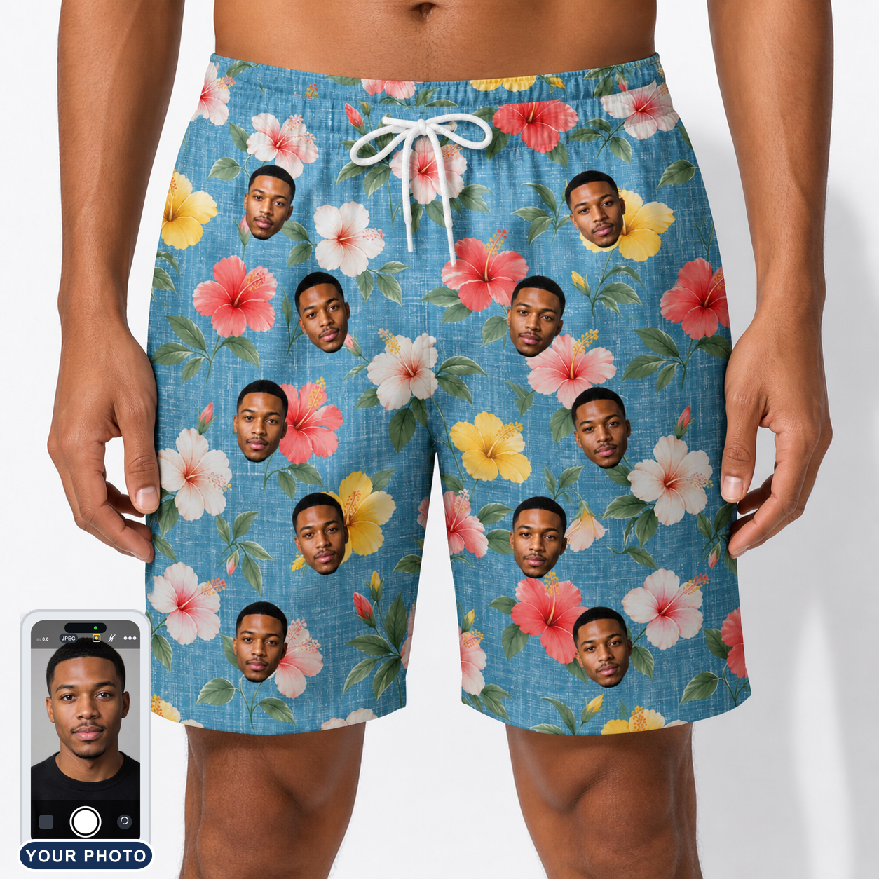 Men's Petal Party Custom Face Beach Shorts
