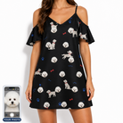 Women's Doggo Dandies Custom Dog Face Off-Shoulder Dress