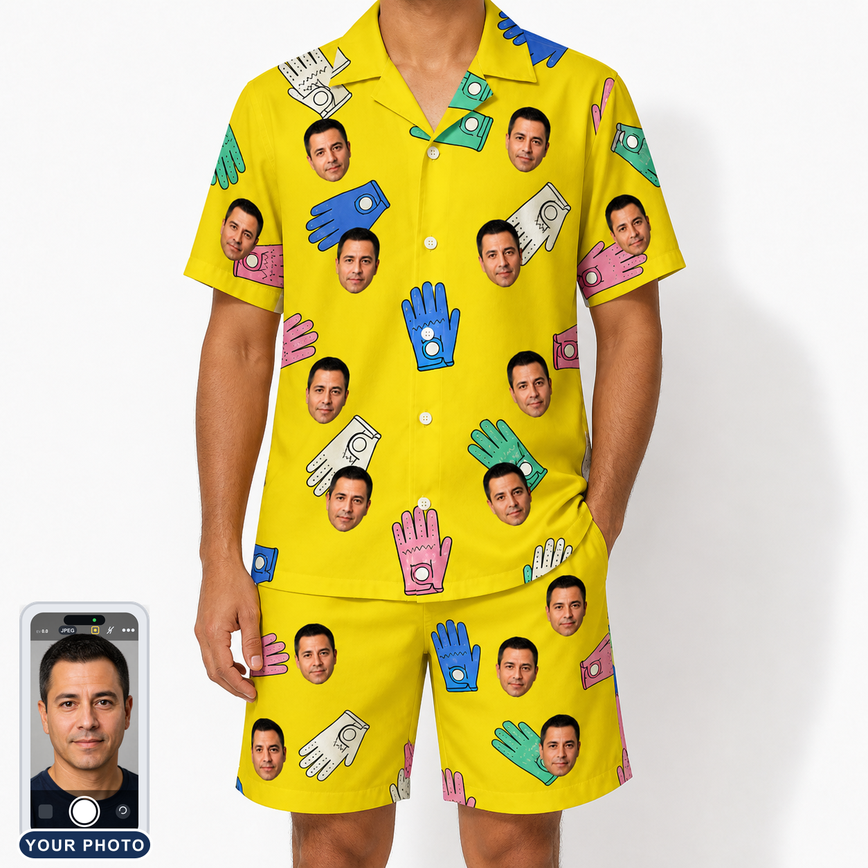 Men's Mighty Mitts Custom Face Shirt & Shorts Set