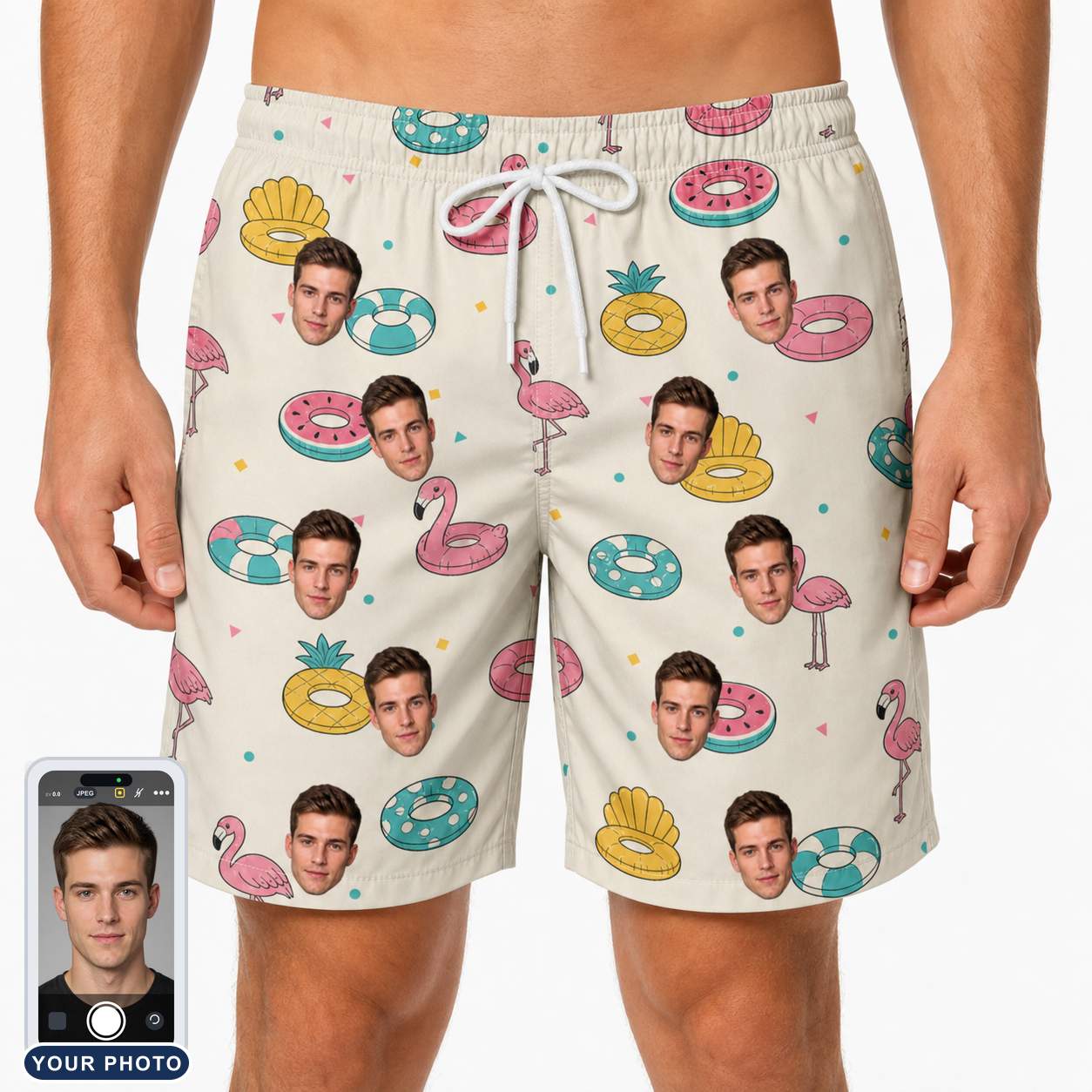 Men's Rosy Rafties Custom Face Beach Shorts