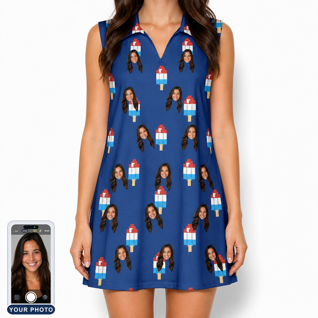 Women's Declaration Drips Custom Face V-Neck Dress