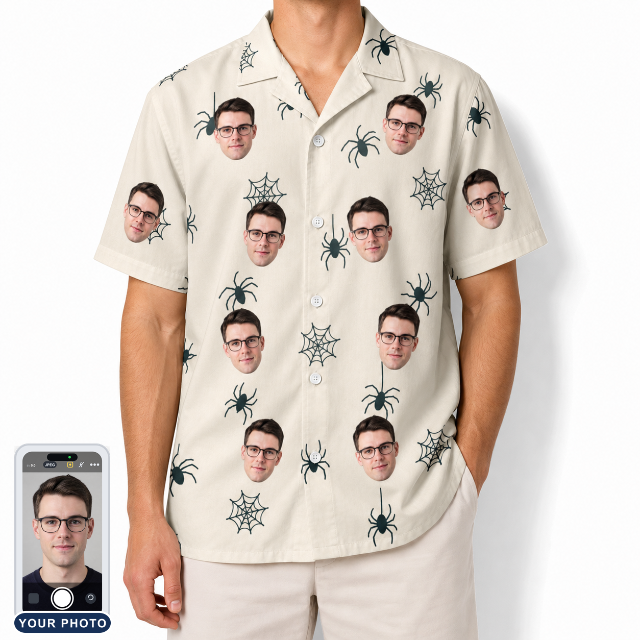 Men's Tarantula Tango Custom Face Hawaiian Shirt