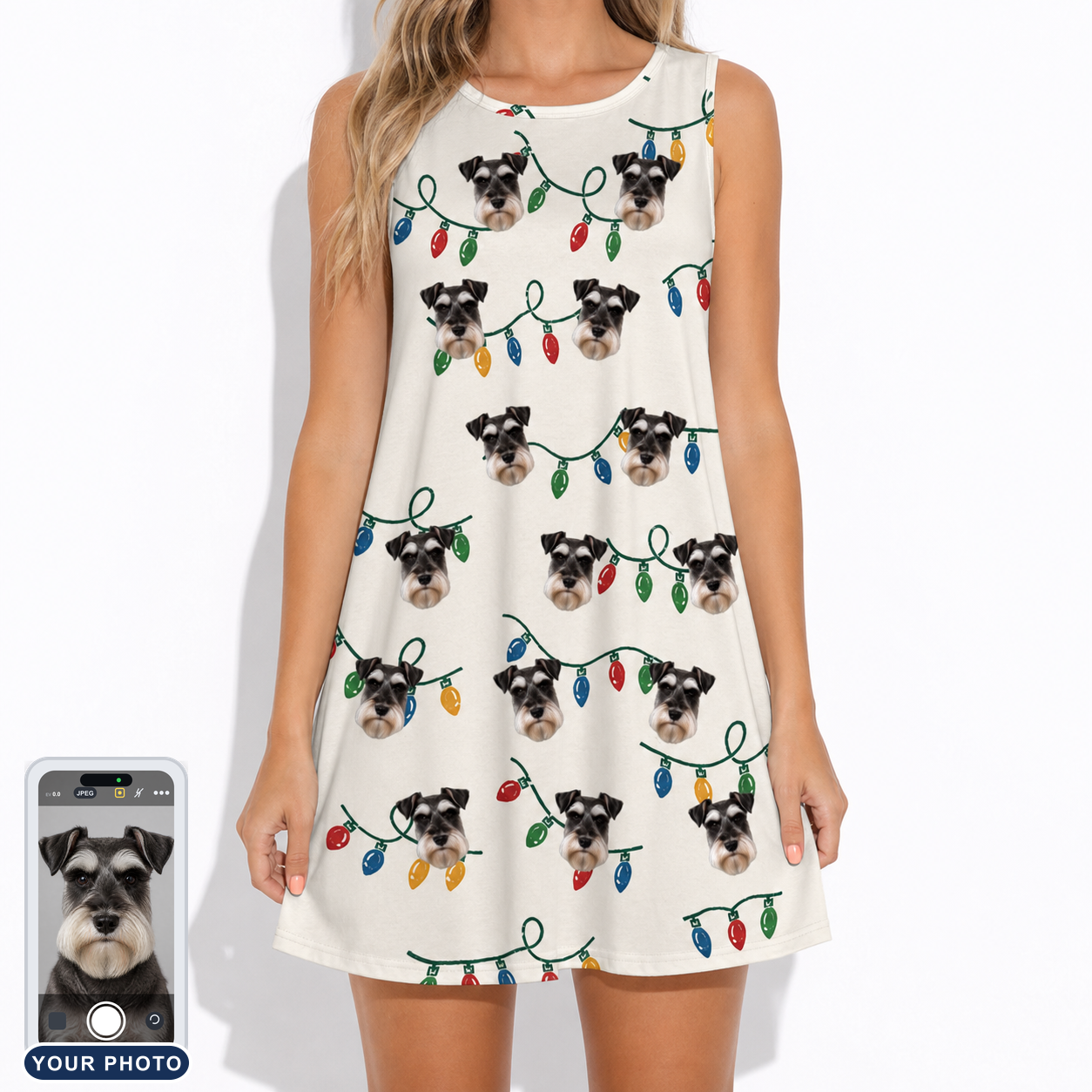 Women's Twinkle Tangled Custom Dog Face Tank Dress