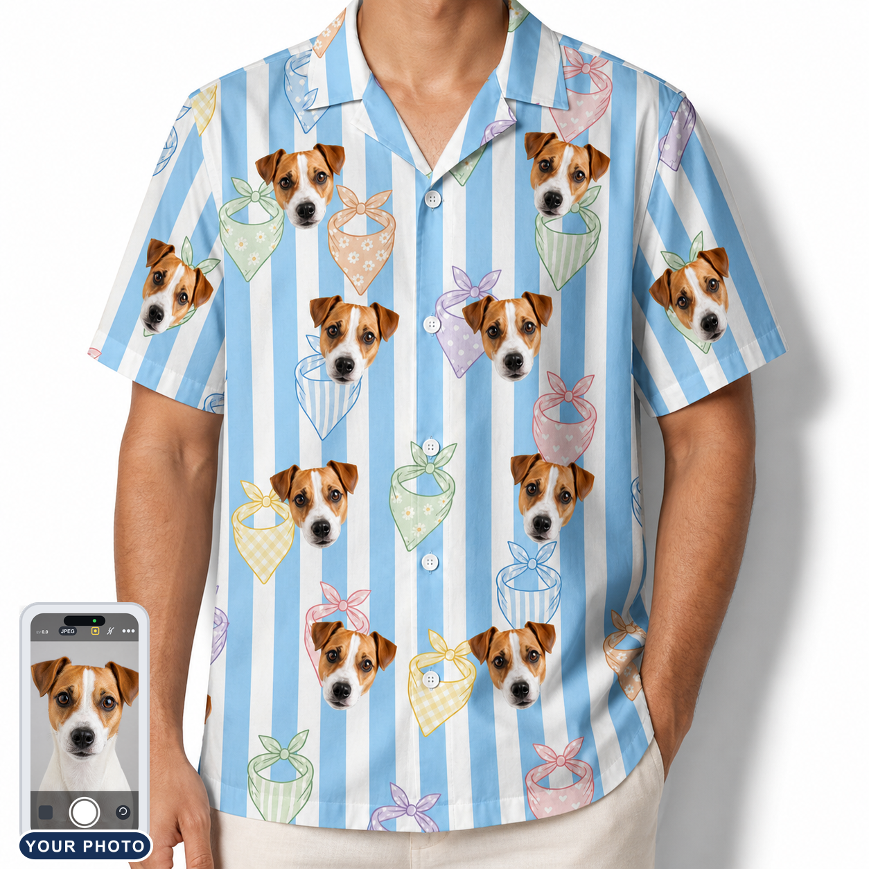 Men's Paisley Pooches Custom Dog Face Hawaiian Shirt