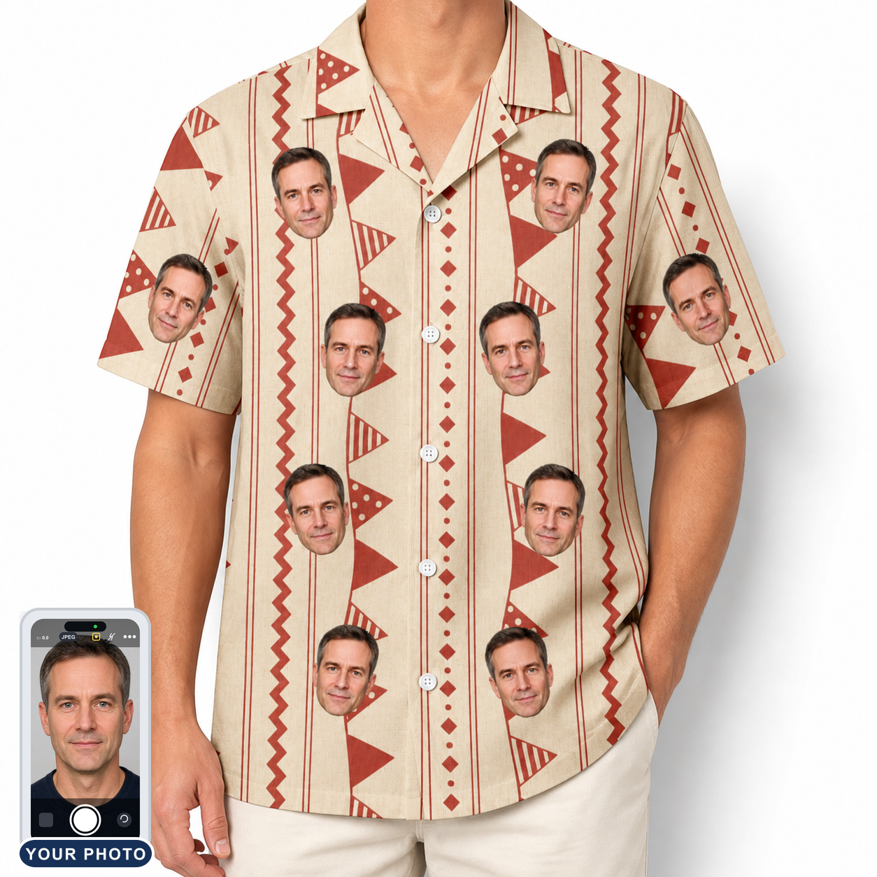Men's Home Huddle Custom Face Hawaiian Shirt