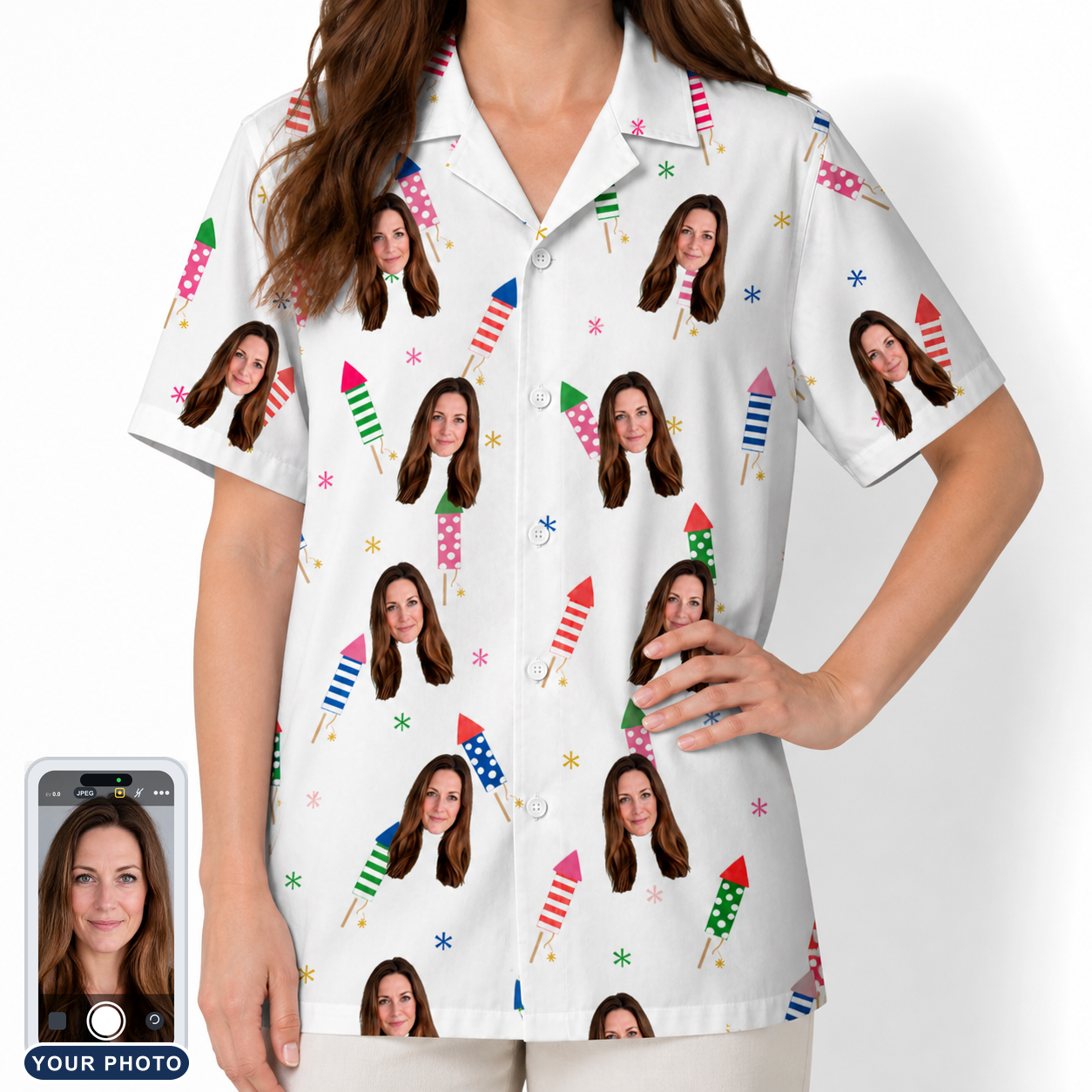Women's Boom Banner Custom Face Hawaiian Shirt