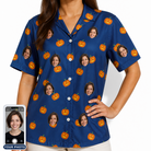 Women's Orange Oddities Custom Face Hawaiian Shirt