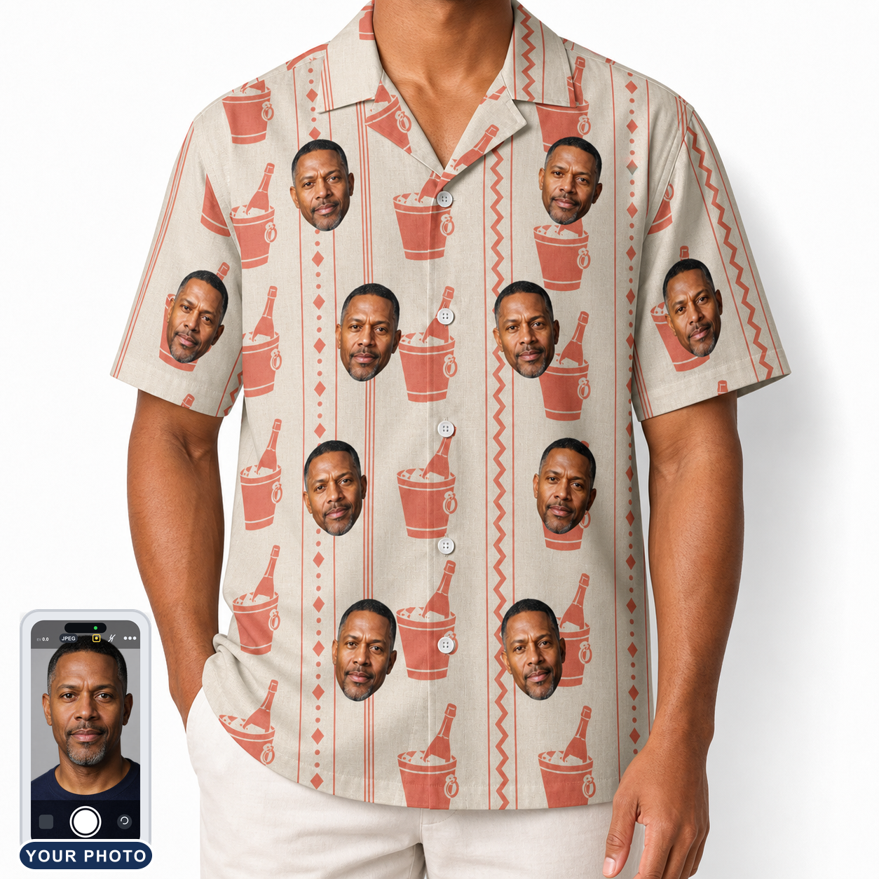 Men's Bubbly Buckets Custom Face Hawaiian Shirt