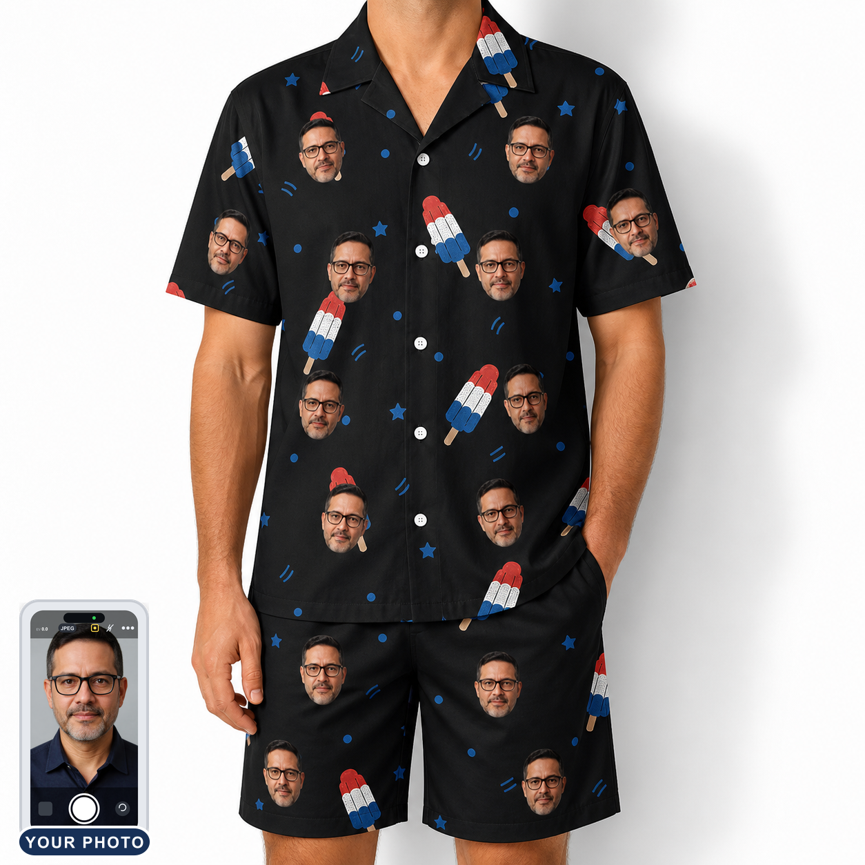 Men's Popsicle Pride Custom Face Shirt & Shorts Set