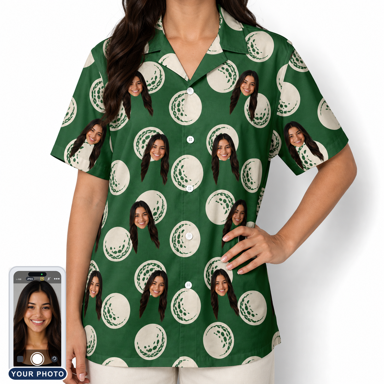 Women's Birdie Bouncers Custom Face Hawaiian Shirt