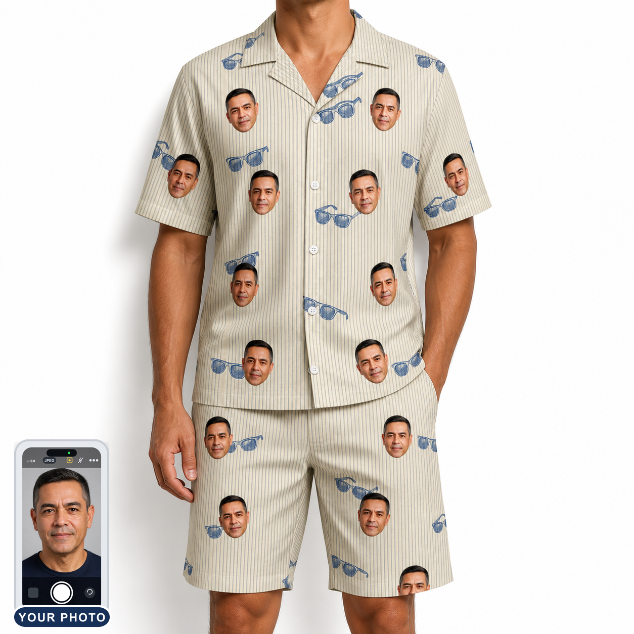 Men's Solar Sire Custom Face Shirt & Shorts Set