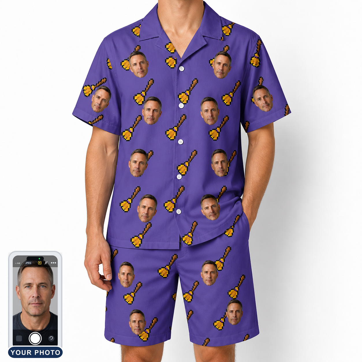 Men's Mopstick Magic Custom Face Shirt & Shorts Set