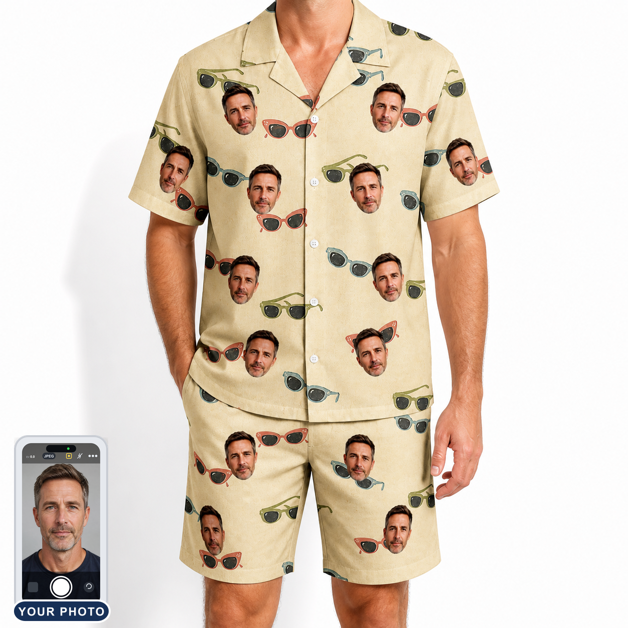 Men's Veil Vibes Custom Face Shirt & Shorts Set
