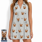 Women's Tombstone Tango Custom Dog Face V-Neck Dress