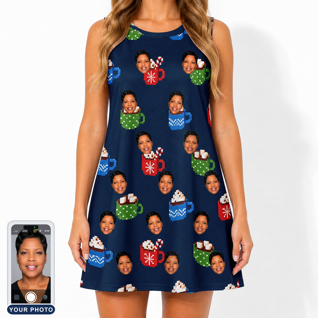 Women's Cocoa Cozy Custom Face Tank Dress