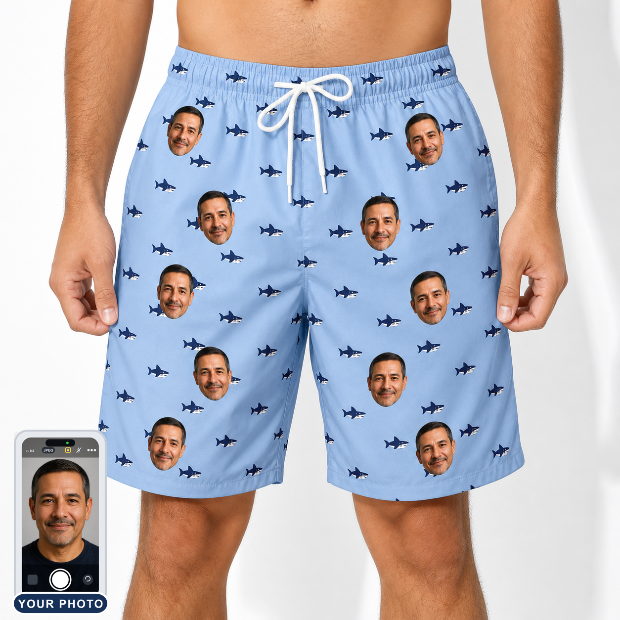 Men's Fin Flickers Custom Face Beach Shorts