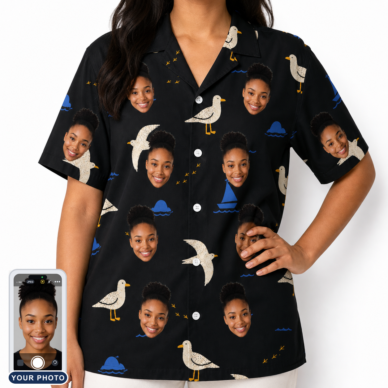 Women's Seagullcation Custom Face Hawaiian Shirt