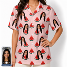 Women's Watermelon Whimsy Custom Face Hawaiian Shirt