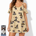 Women's Spellbound Spires Custom Cat Face Off-Shoulder Dress