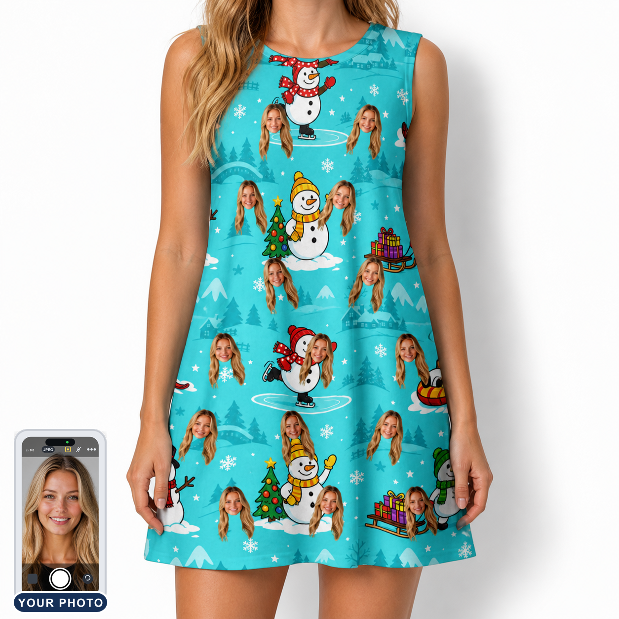 Women's Button Blizzard Custom Face Tank Dress