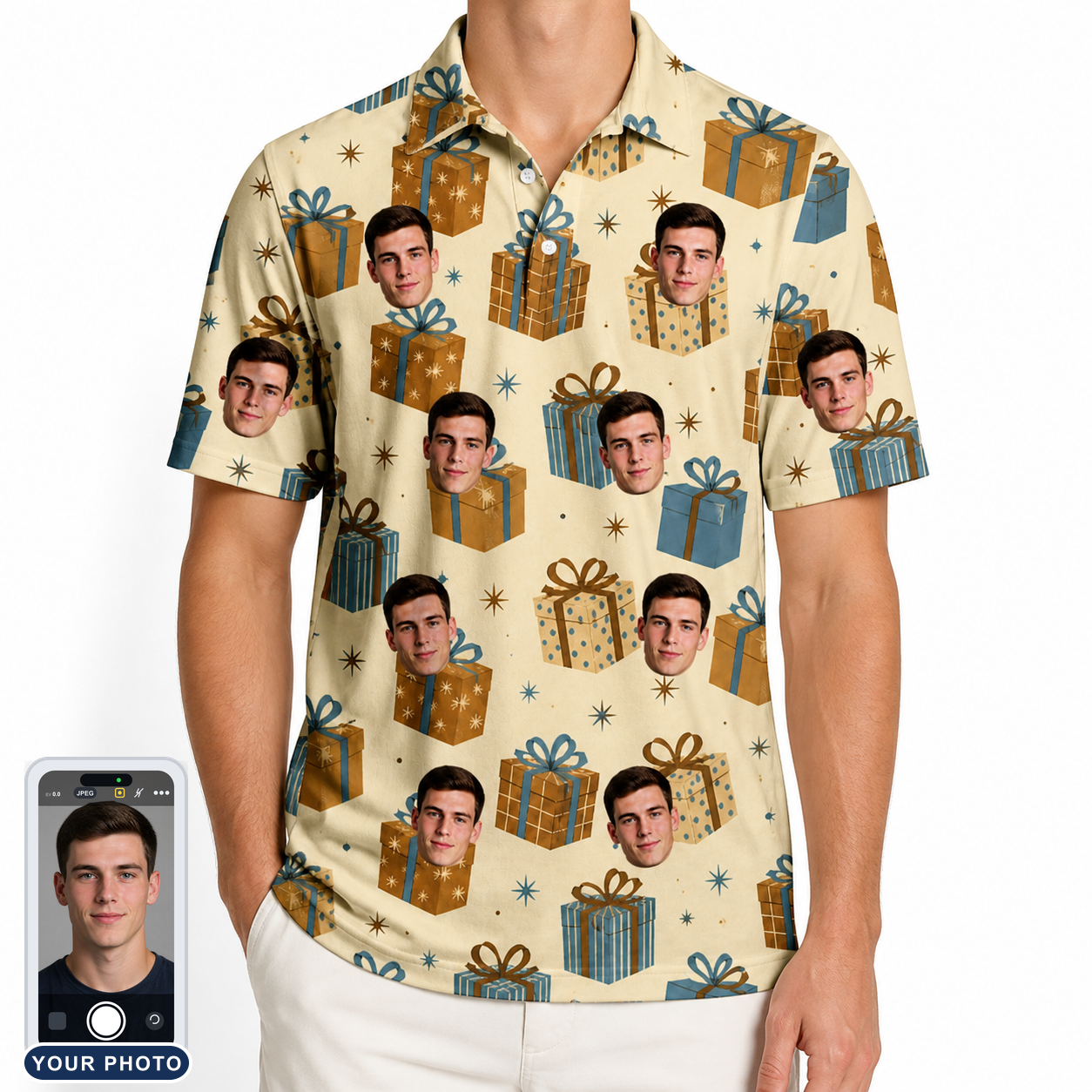 Men's Gift Glee Custom Face Polo Shirt