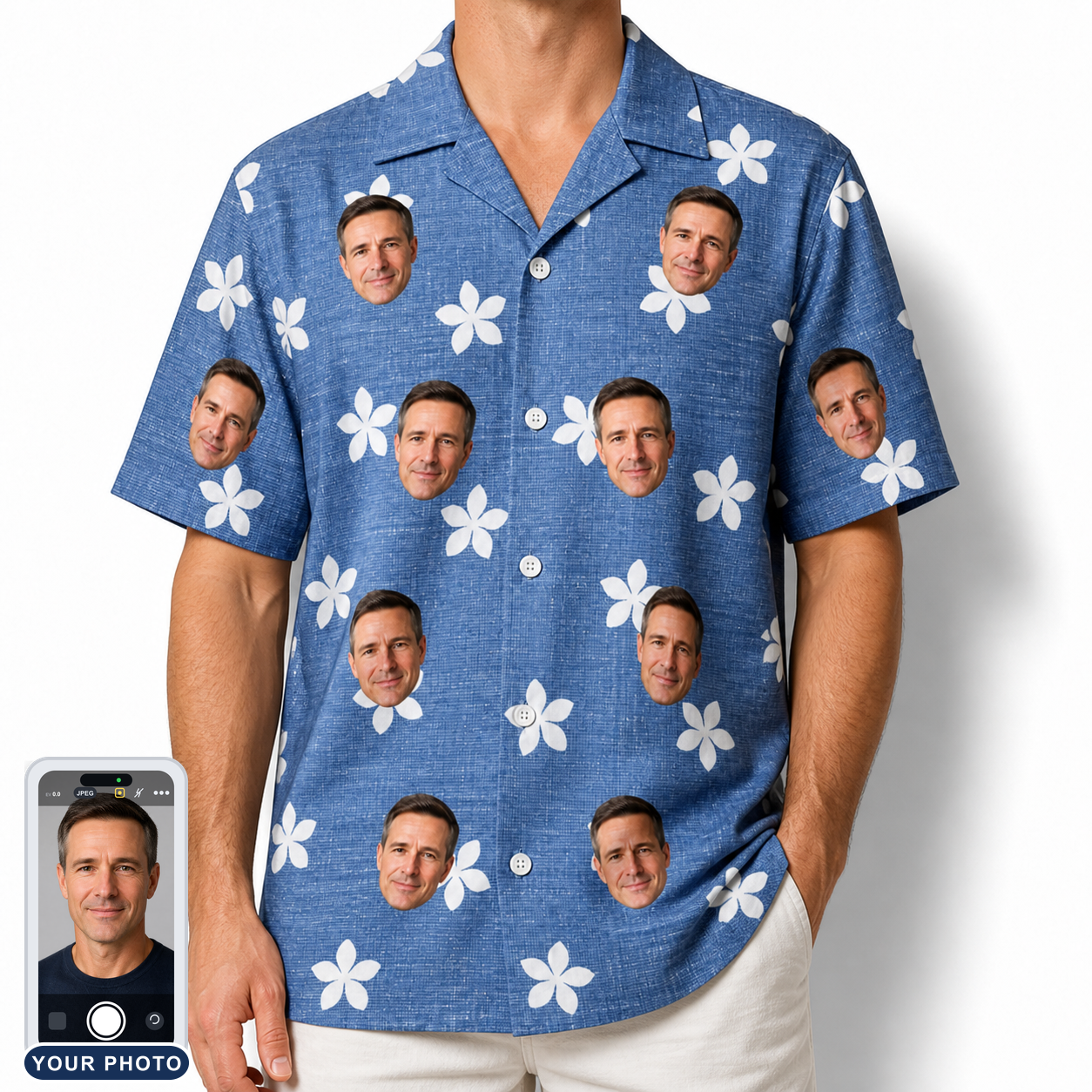 Men's Bloom Lagoon Custom Face Hawaiian Shirt