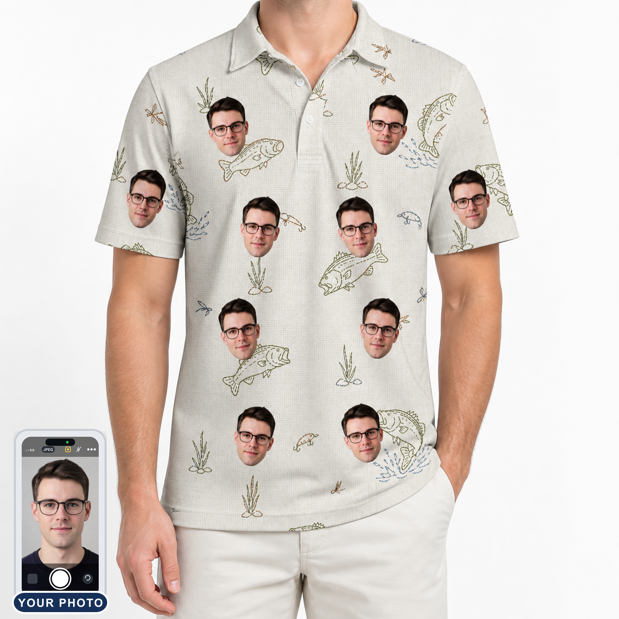Men's Bass Bash Custom Face Polo Shirt
