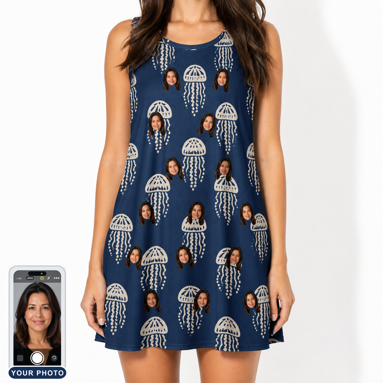 Women's Nettle Nebula Custom Face Tank Dress