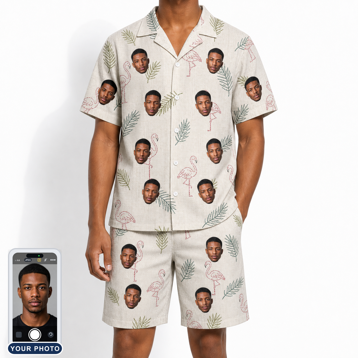 Men's Tropical Tippytoes Custom Face Shirt & Shorts Set