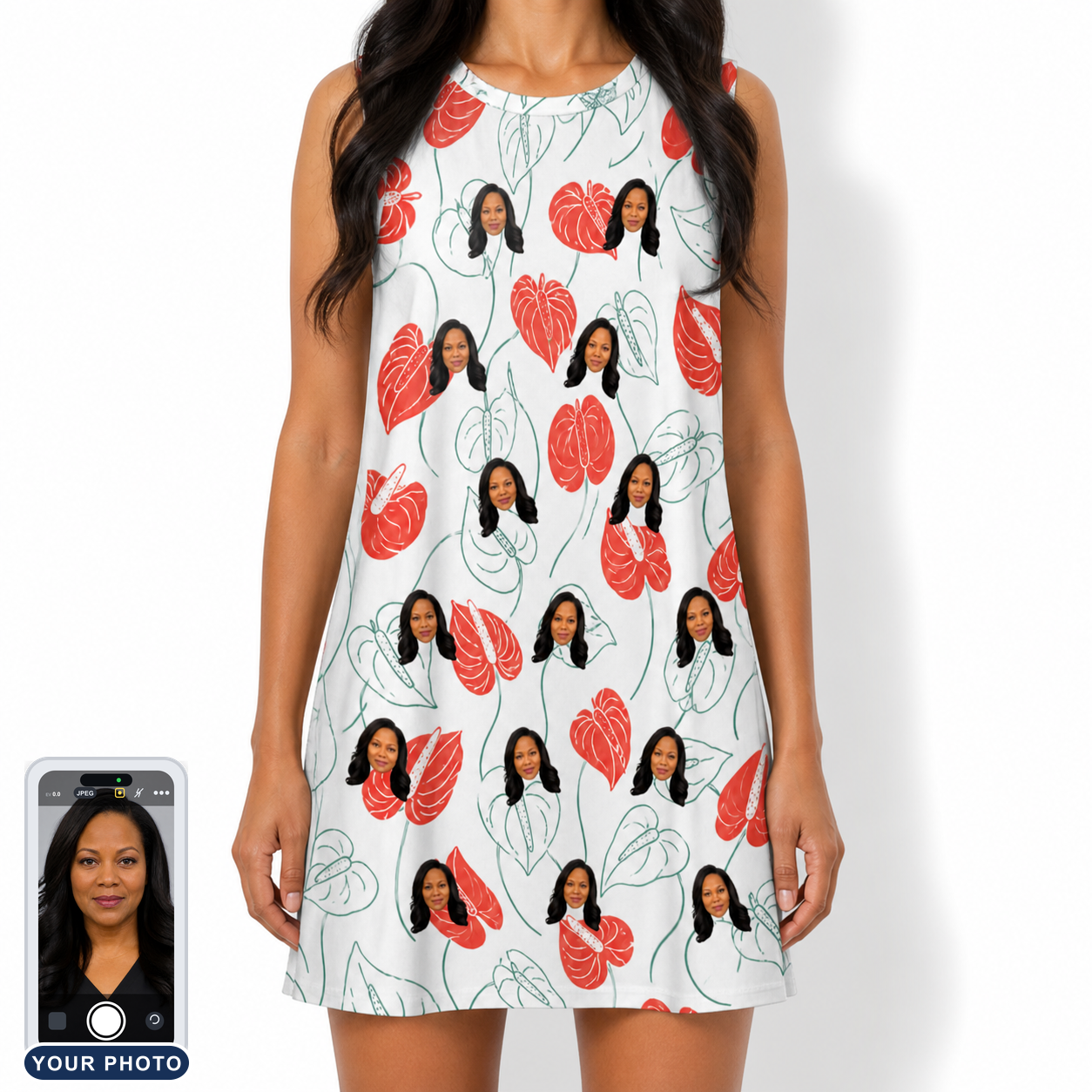 Women's Heartleaf Heat Custom Face Tank Dress