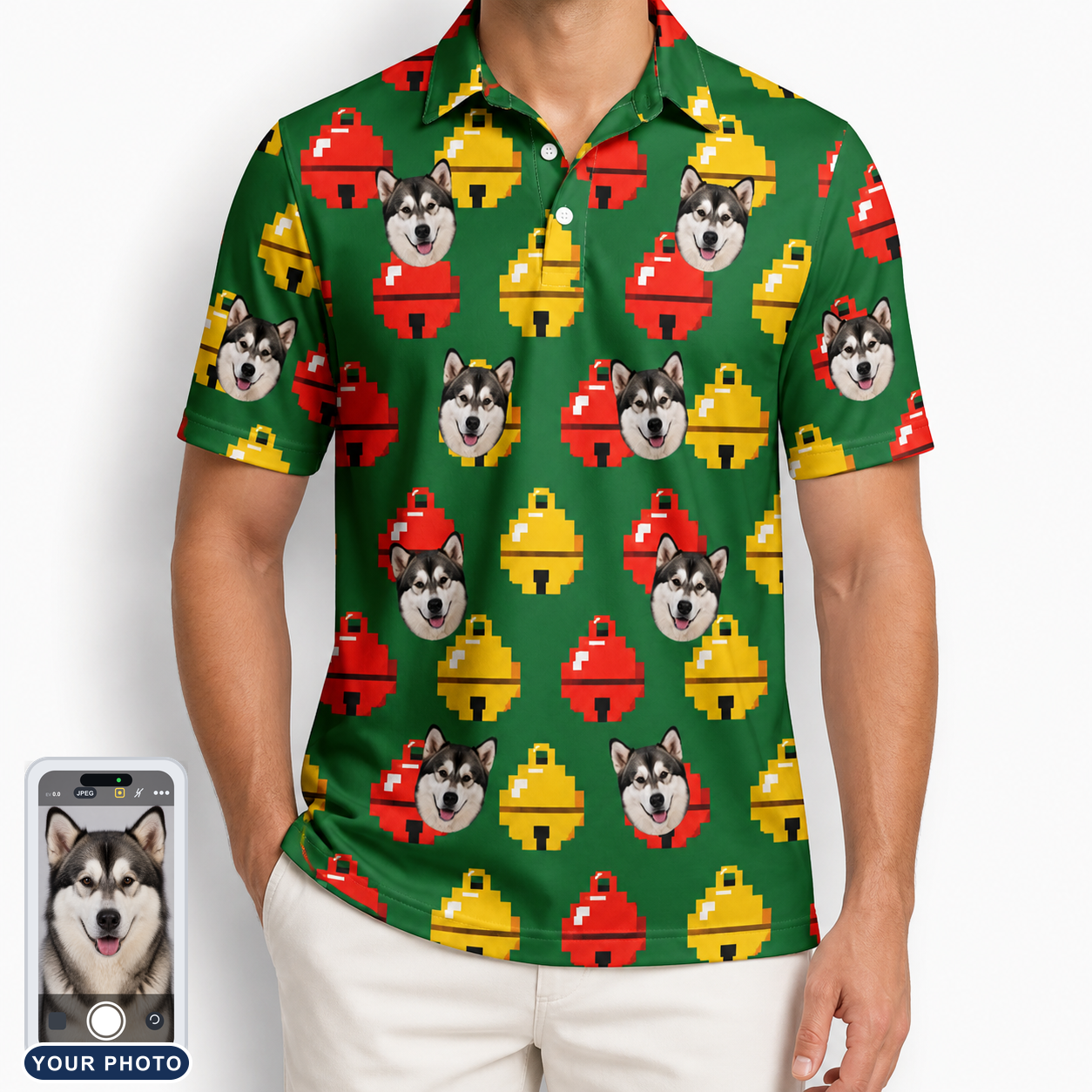 Men's Ringing Revelry Custom Dog Face Polo Shirt