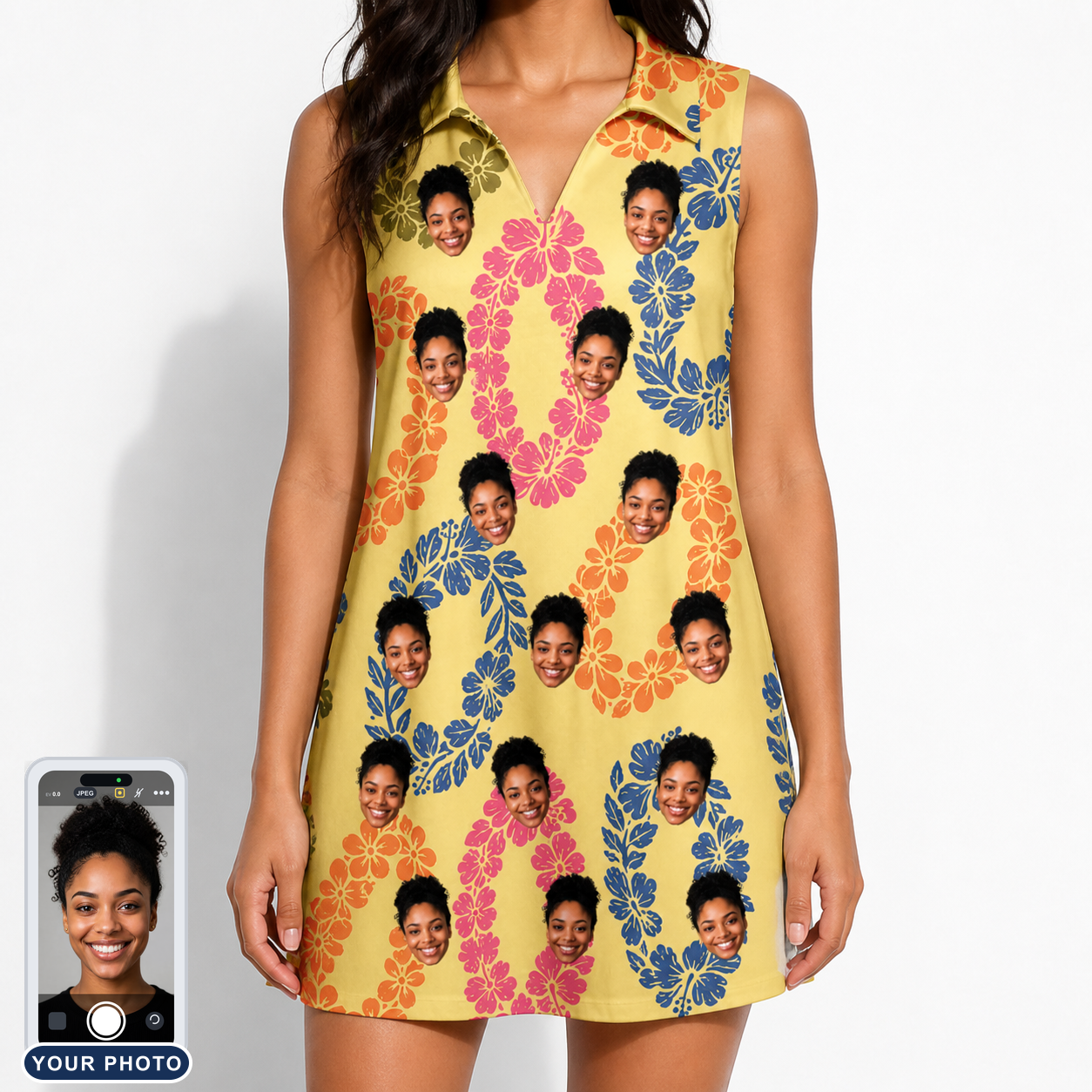Women's Leisure Lovers Custom Face V-Neck Dress