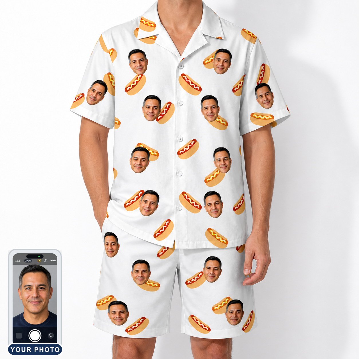 Men's Mustard Mingle Custom Face Shirt & Shorts Set