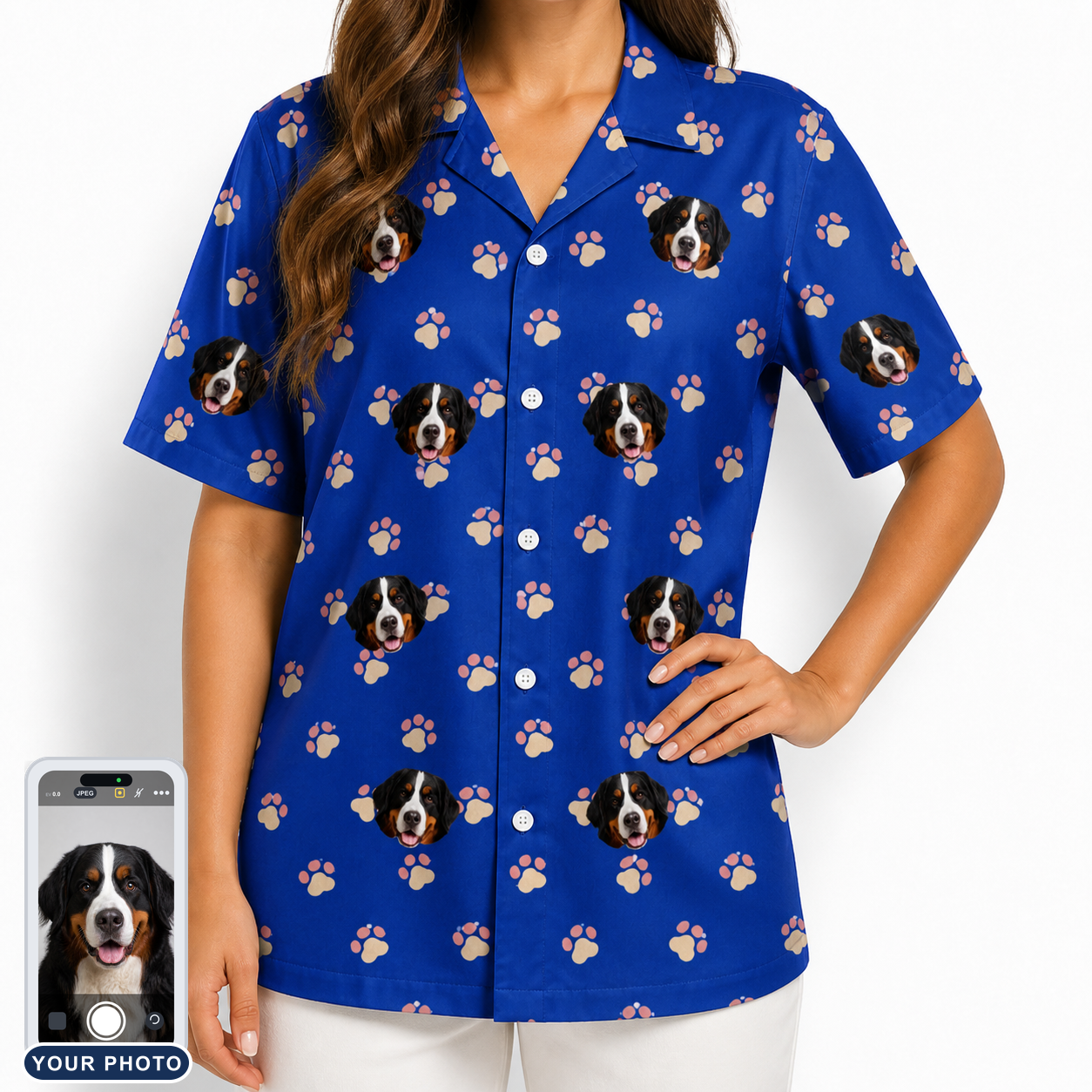 Women's Canine Confetti Custom Dog Face Hawaiian Shirt