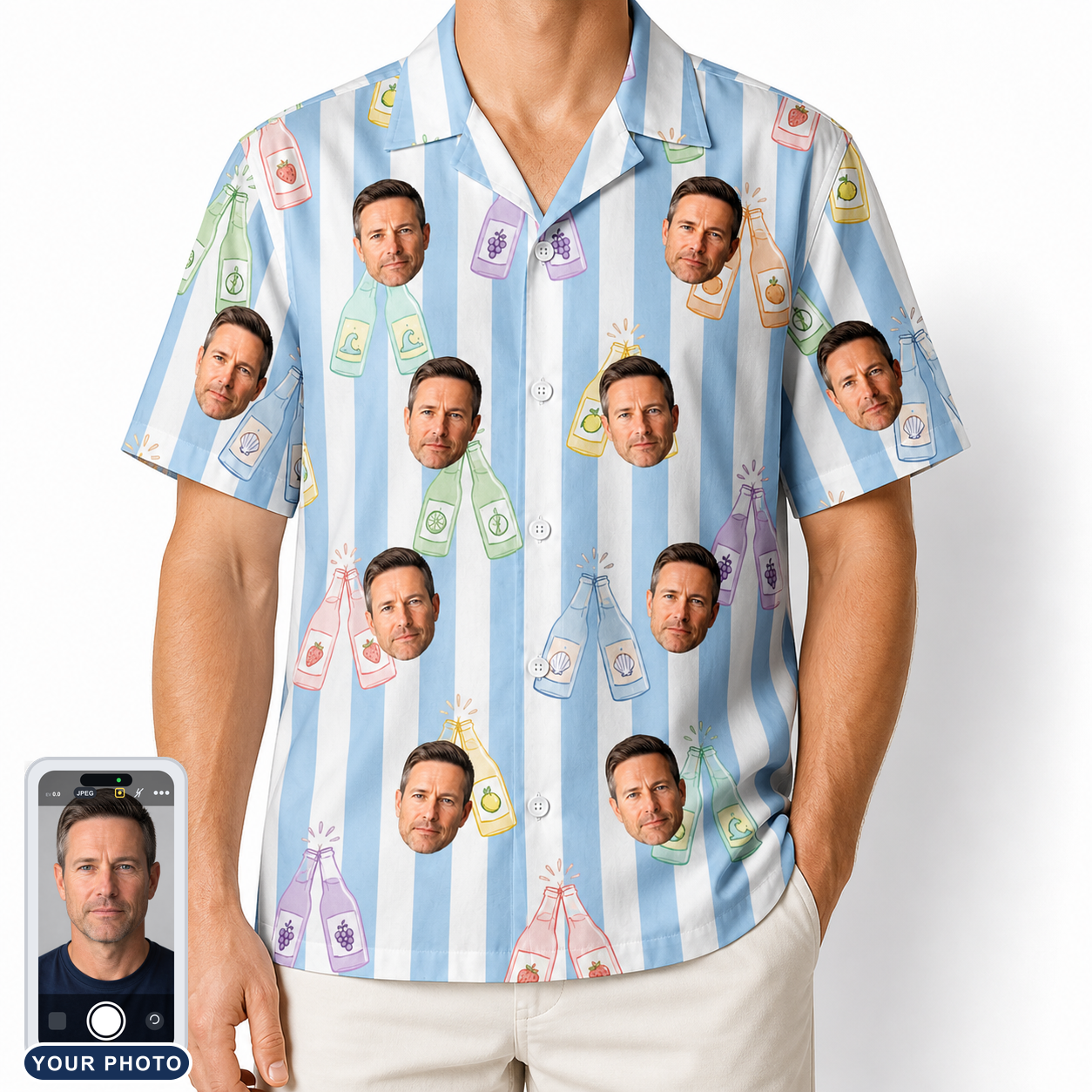 Men's Bottle Belles Custom Face Hawaiian Shirt