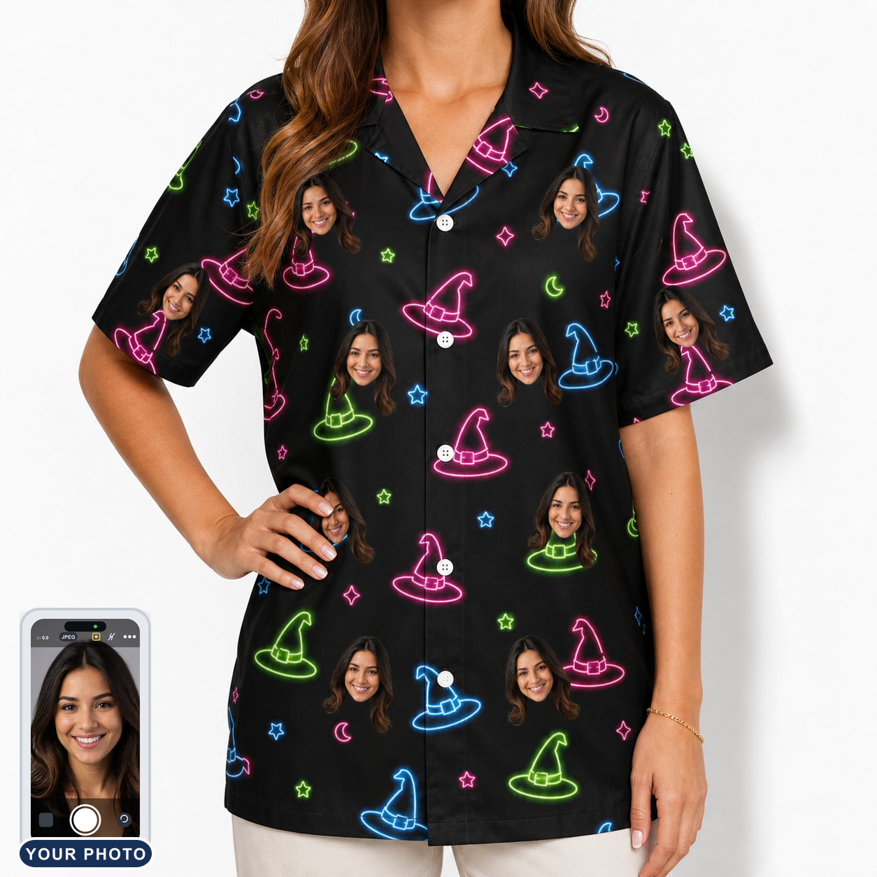 Women's Moonlit Millinery Custom Face Hawaiian Shirt