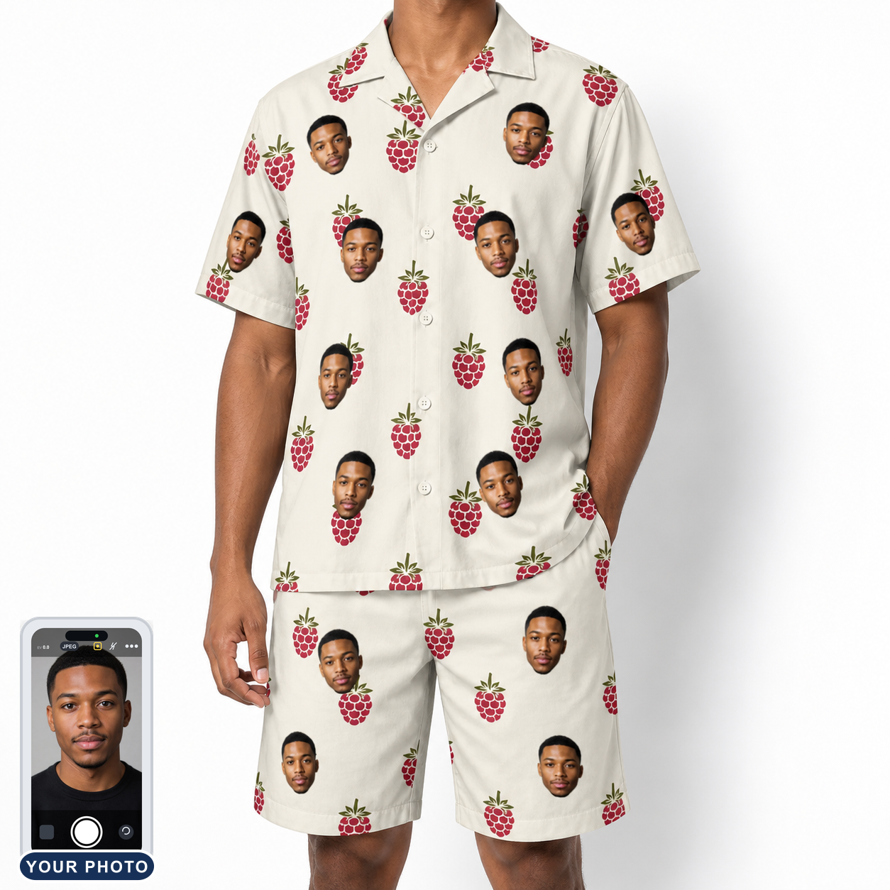 Men's Raspberry Rhapsody Custom Face Shirt & Shorts Set