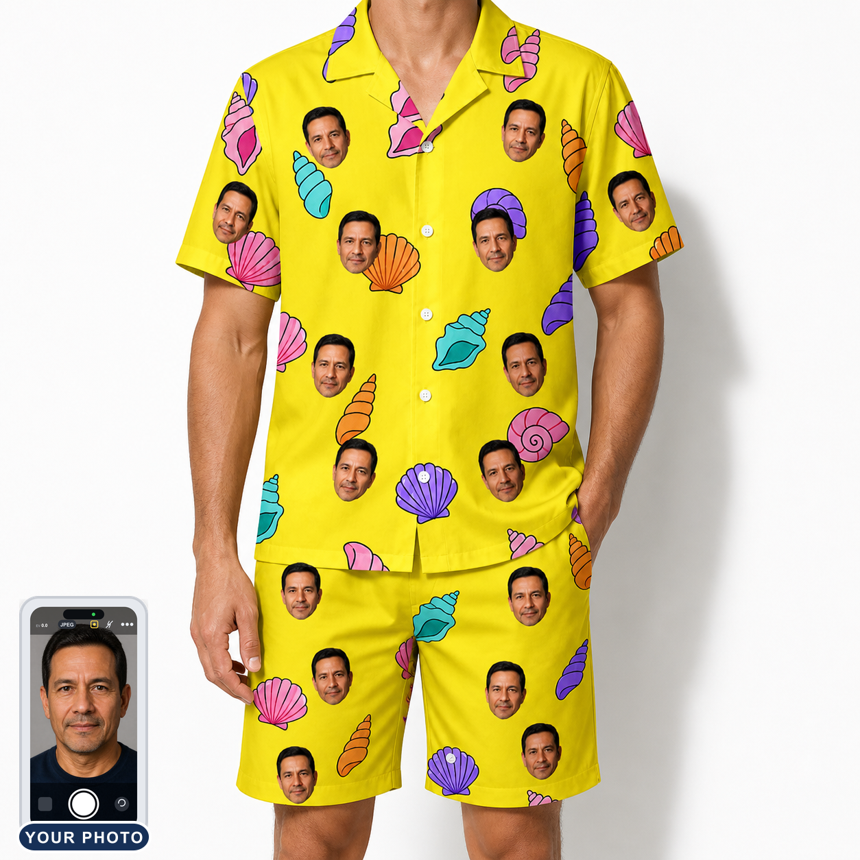 Men's Nacre Nonsense Custom Face Shirt & Shorts Set