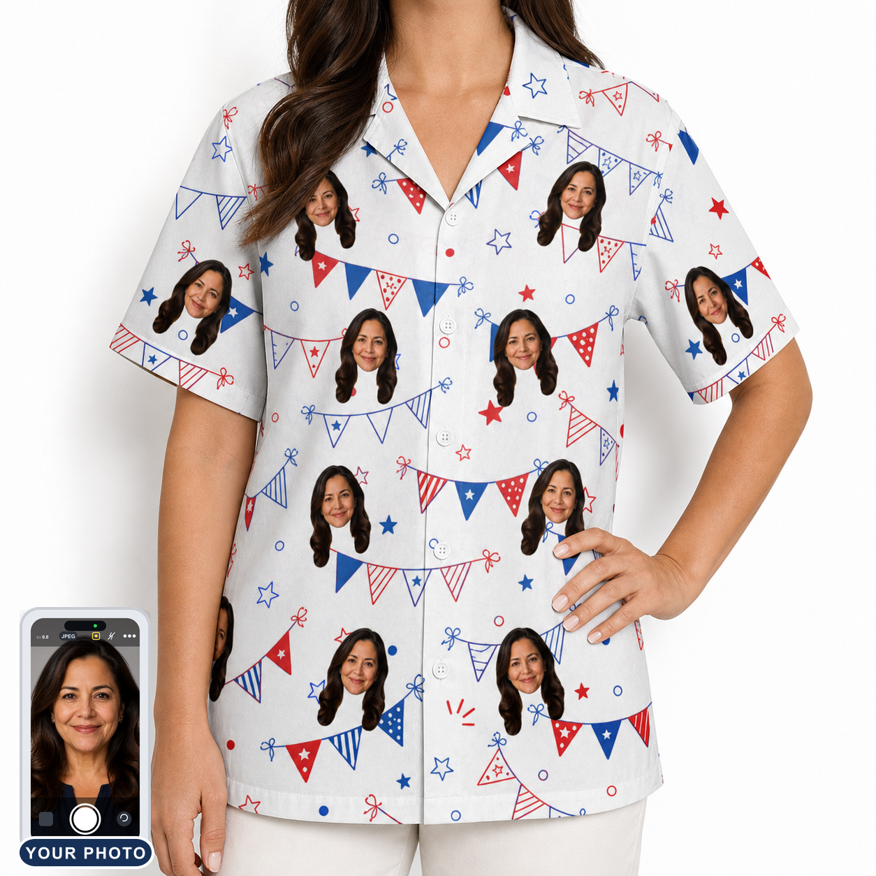 Women's Civic Colors Custom Face Hawaiian Shirt