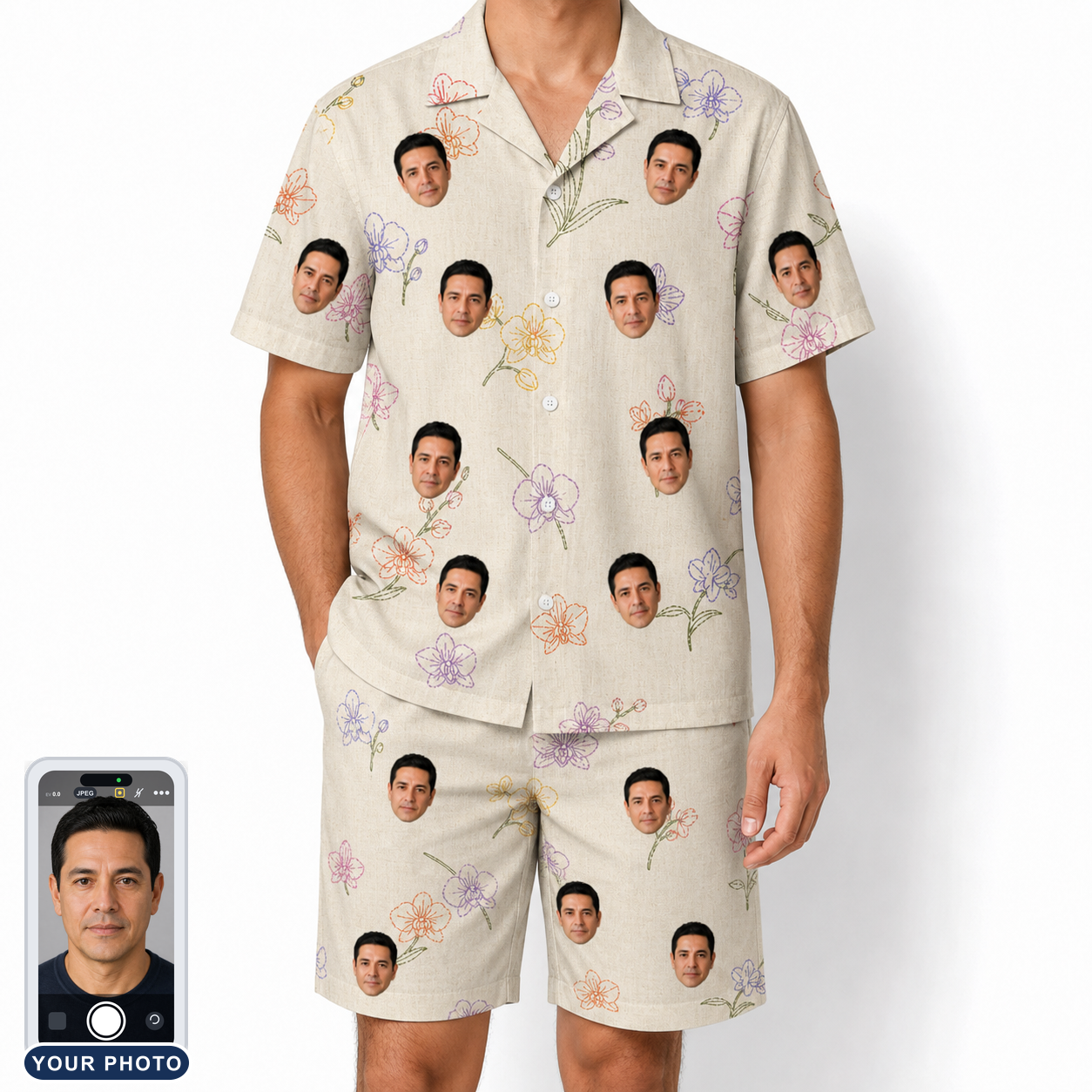 Men's Vanda Vogue Custom Face Shirt & Shorts Set