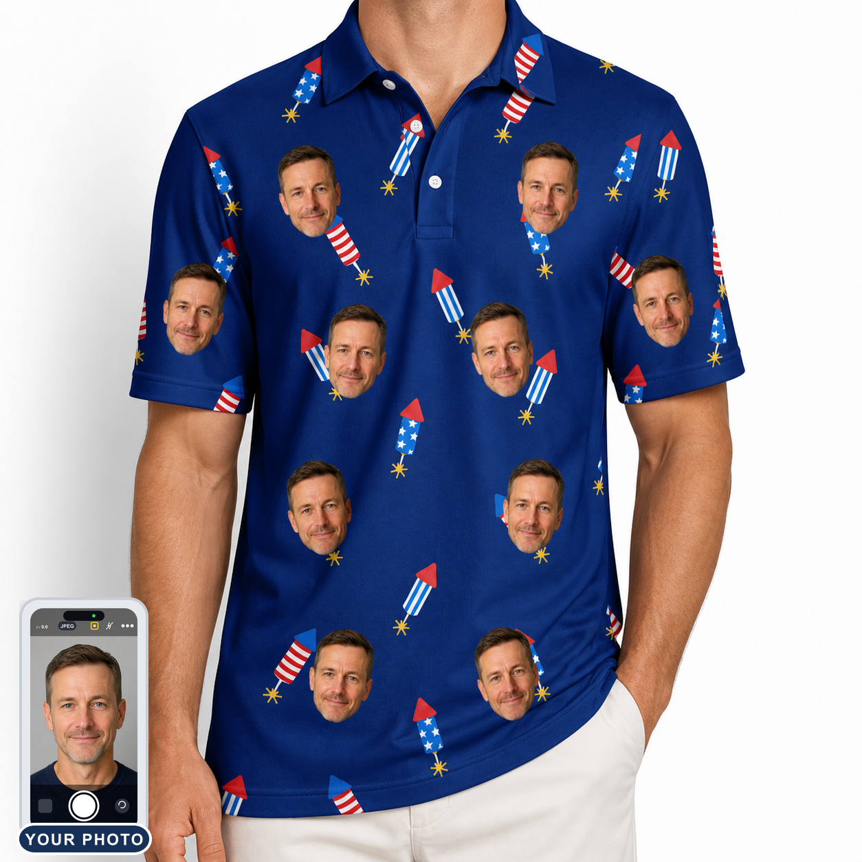 Men's Founding Flares Custom Face Polo Shirt
