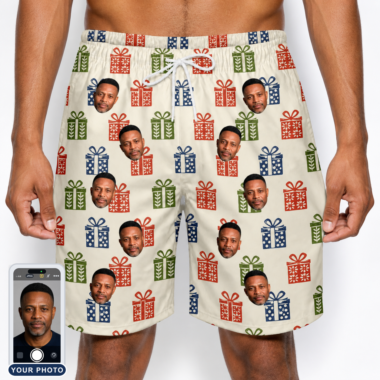 Men's Cheery Crates Custom Face Beach Shorts
