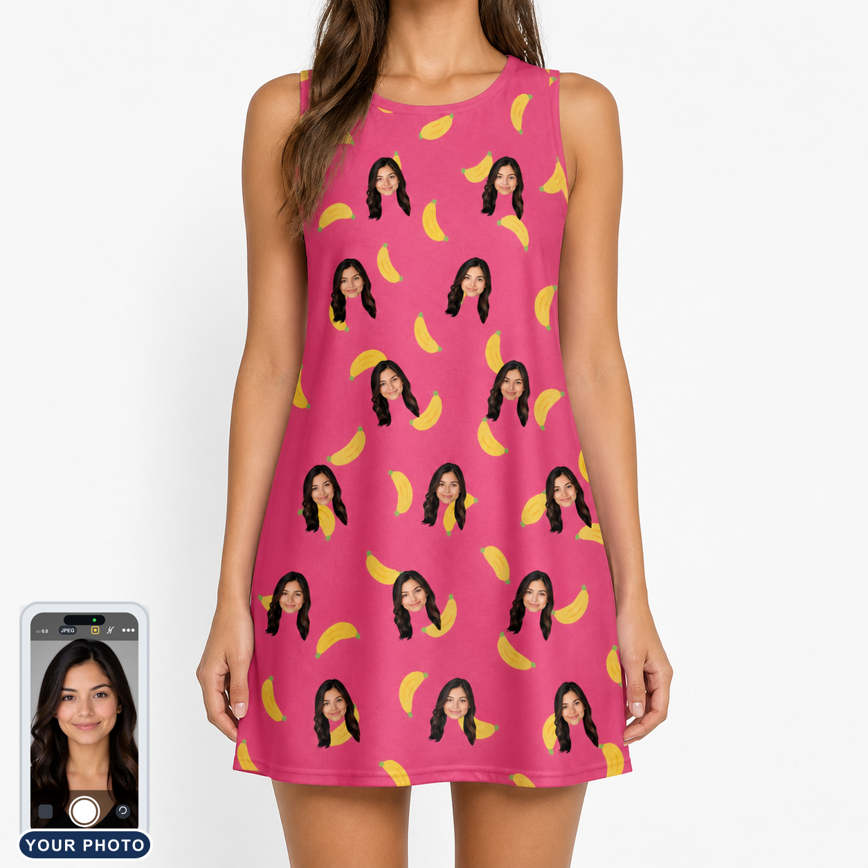 Women's Banana Bonanza Custom Face Tank Dress