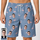 Men's Flamingo Fever Custom Face Beach Shorts