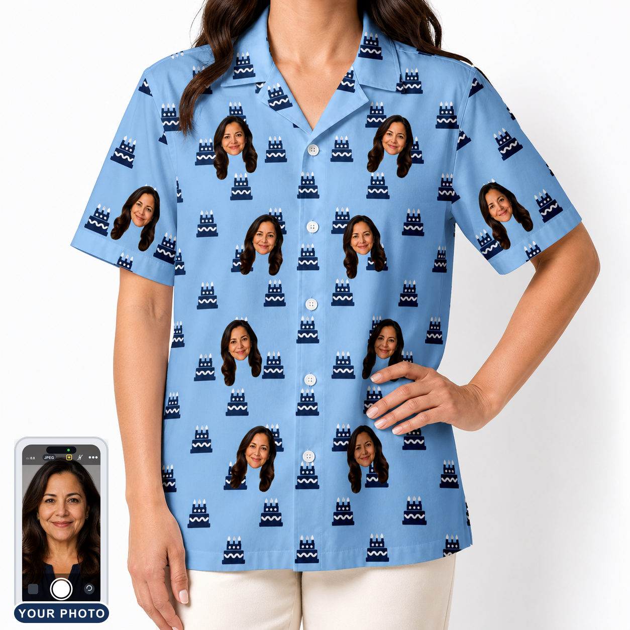 Women's Ganache Guffaws Custom Face Hawaiian Shirt