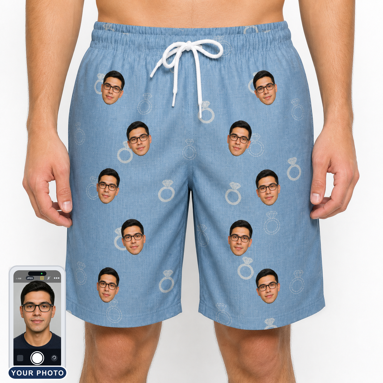 Men's Carat Chaos Custom Face Beach Shorts